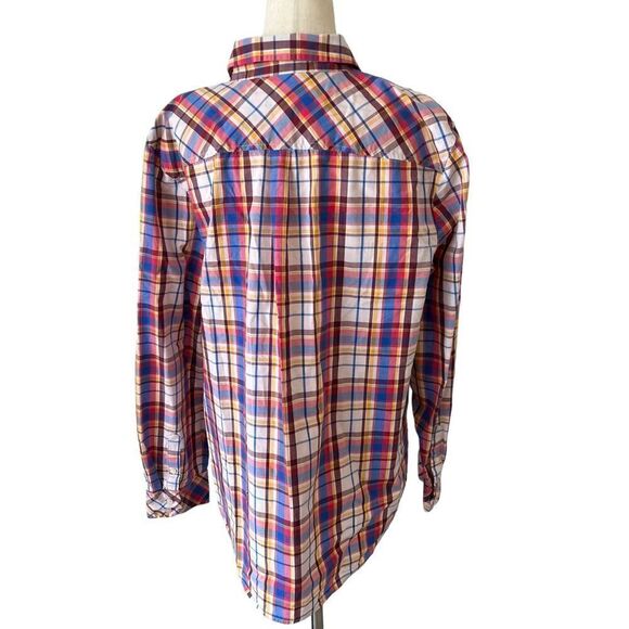 Talbots XL Plaid Cotton Long Sleeve Button Front Blouse - Picture 4 of 7
